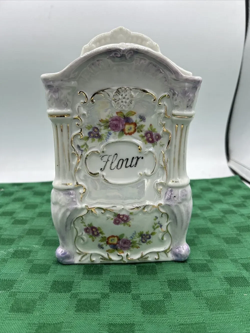 Vintage Hand-Painted Japan No 2748 Glass Luster Ware “Flour” Jar Victorian